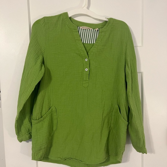 Soft Surroundings Santorini Green Gauze 100% Cotton Tunic Size Travel Casual PS - Picture 1 of 10